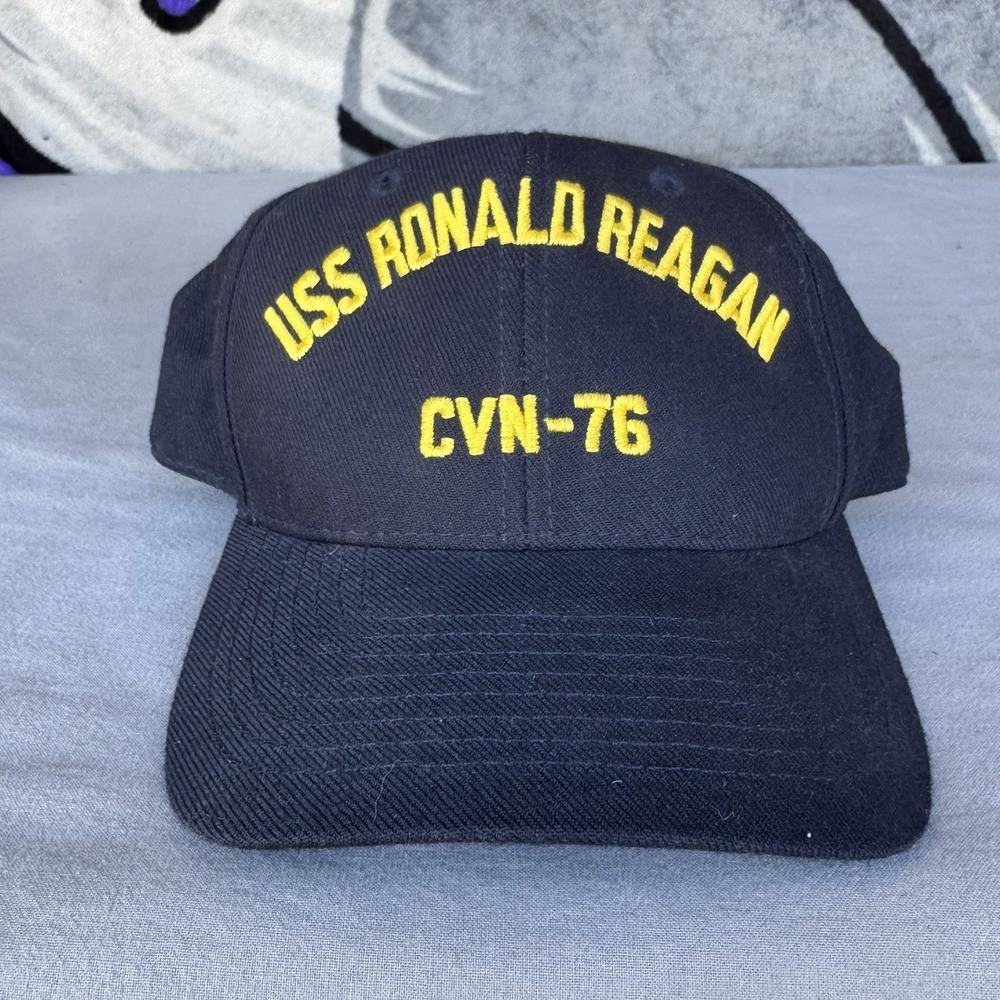 VTG USS Ronald Reagan CVN-76 Navy Military Hat Eagle Crest Snapback Trucker Cap